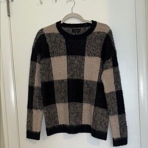 Lucky Brand Black and Tan Plaid Sweater (NEW WITH TAG)